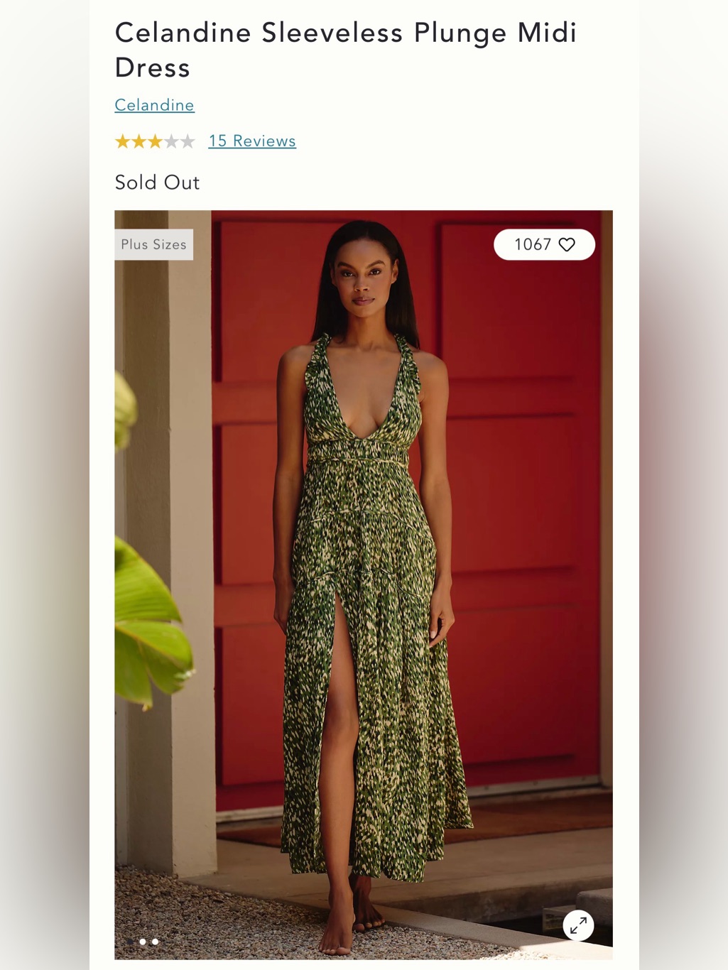 Anthropologie Plunge Midi Dress